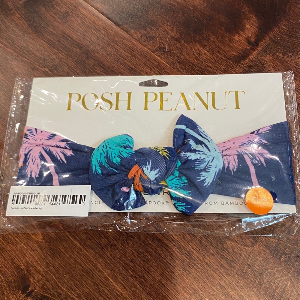 Posh Peanut Bamboo Palmer Palm Tree Print Infant Headwrap / Bow NEW